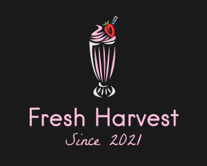 Strawberry Milkshake Smoothie  logo design