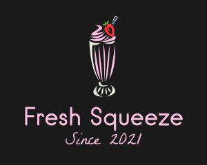 Strawberry Milkshake Smoothie  logo design