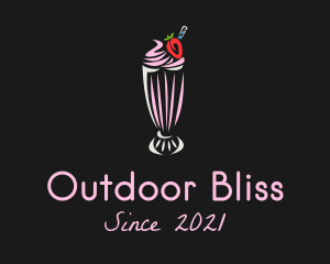 Strawberry Milkshake Smoothie  logo design