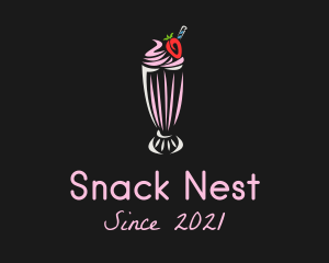 Strawberry Milkshake Smoothie  logo design