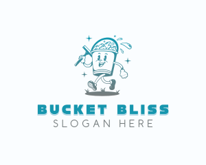 Wash Cleaning Bucket Squeegee logo design