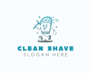 Wash Cleaning Bucket Squeegee logo design