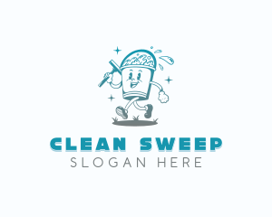 Wash Cleaning Bucket Squeegee logo design