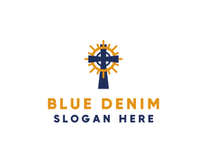 Blue Christian Cross  logo design