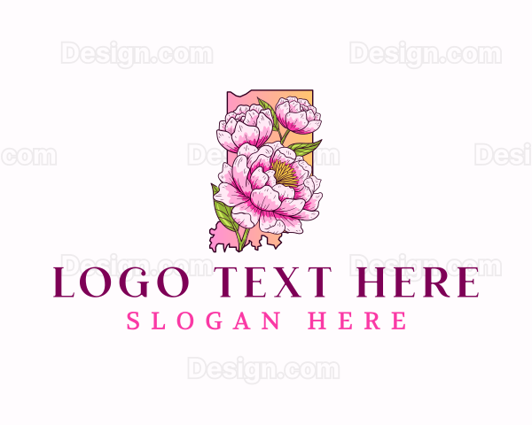 Indiana Peony Flower Logo