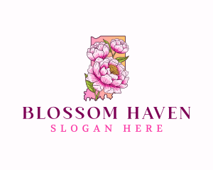 Indiana Peony Flower logo design