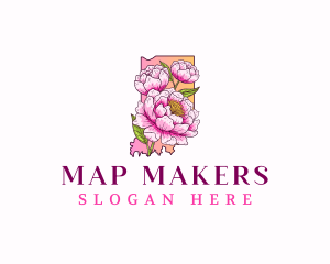 Indiana Peony Flower logo design