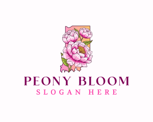 Indiana Peony Flower logo design