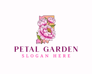 Indiana Peony Flower logo design