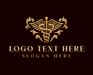 Staff - Medical Caduceus Wings logo design