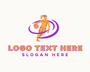 Female Basketball Player Logo