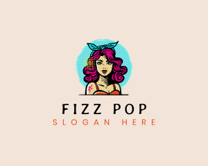 Pinup Girl Curlyhair logo design