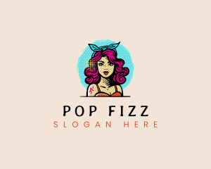 Pinup Girl Curlyhair logo design