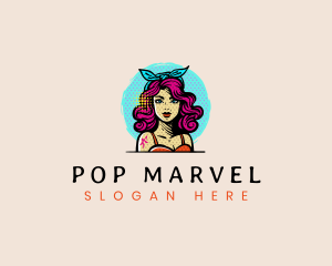 Pinup Girl Curlyhair logo design