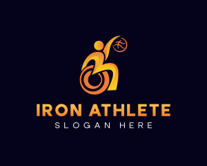 Wheelchair Basketball Sports logo design