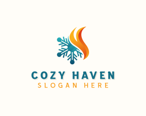 Snowflake Flame HVAC logo design