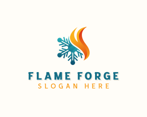 Snowflake Flame HVAC logo design