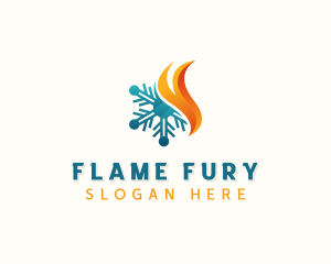 Snowflake Flame HVAC logo design