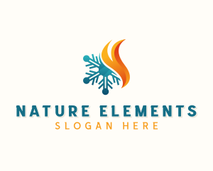 Snowflake Flame HVAC logo design