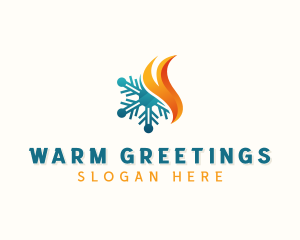 Snowflake Flame HVAC logo design