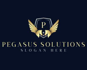 Shield Crest Pegasus logo design