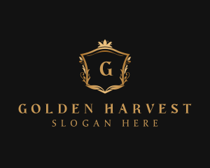 Golden Royalty Shield logo design