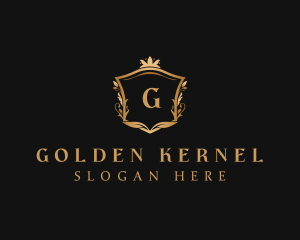 Golden Royalty Shield logo design