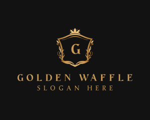 Golden Royalty Shield logo design