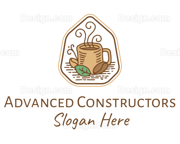 Natural Coffee Bean Cup Logo