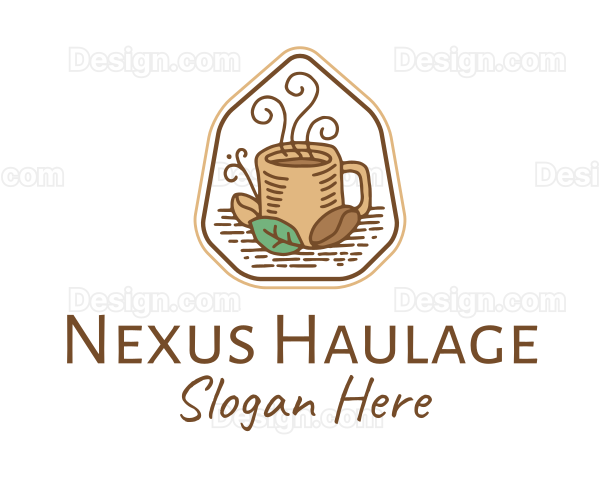 Natural Coffee Bean Cup Logo