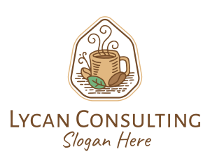 Natural Coffee Bean Cup Logo