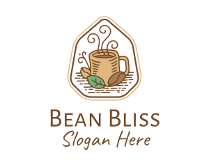 Natural Coffee Bean Cup logo design