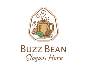 Natural Coffee Bean Cup logo design