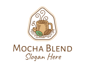 Natural Coffee Bean Cup logo design