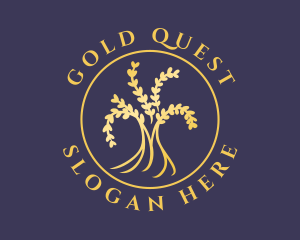 Gold Natural Wellness Tree logo design