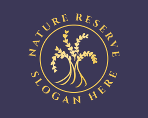 Gold Natural Wellness Tree logo design