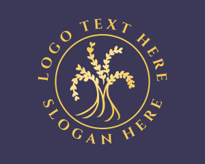 Essential - Gold Natural Wellness Tree logo design