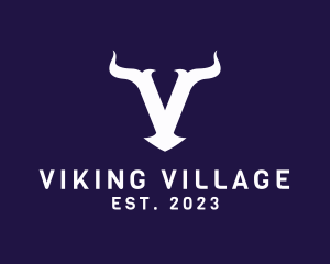 Viking Horns Letter V  logo design