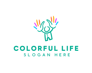 Colorful Child Hands  logo design