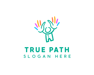 Colorful Child Hands  logo design