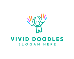 Colorful Child Hands  logo design