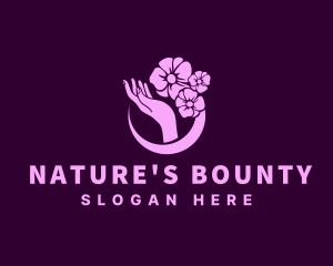 Natural Floral Hand  logo design