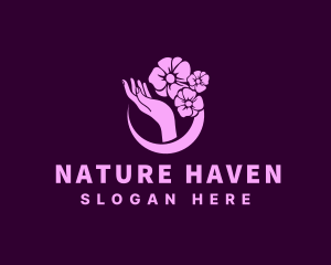 Natural Floral Hand  logo design