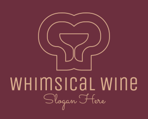 Wine Heart Chef Monoline logo design