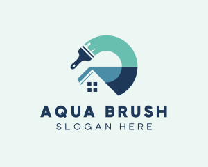 Home Residence Paint Brush logo design