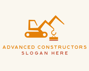 Orange Construction Crane logo design