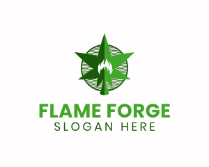 Organic Weed Flame logo design