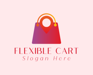 Shopping Bag Map Pin logo design