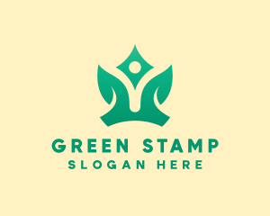 Yoga Leaf Crown logo design