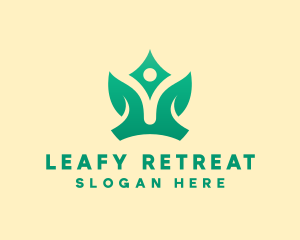 Yoga Leaf Crown logo design